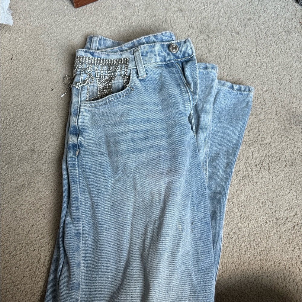 Forever 21 distressed jeweled jeans